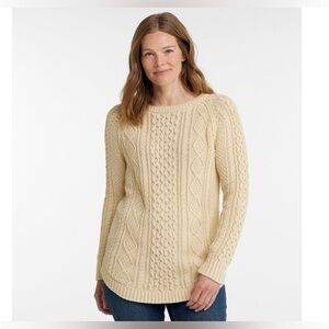 Olive Green LL Bean Women's Signature Cotton Fisherman Tunic Sweater